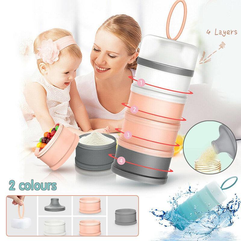 4-Layer Milk Powder Dispenser Bottle Container Food Storage Box Portable Stackable - Blue