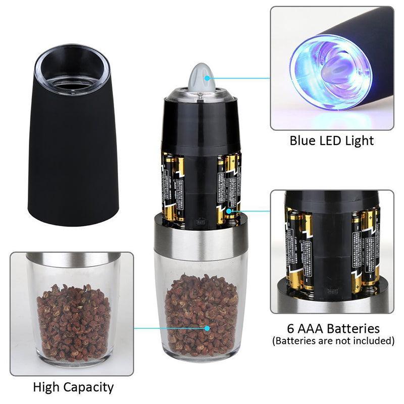 Automatic Gravity Electric Salt or Pepper Mill Grinder Led Battery-Operated