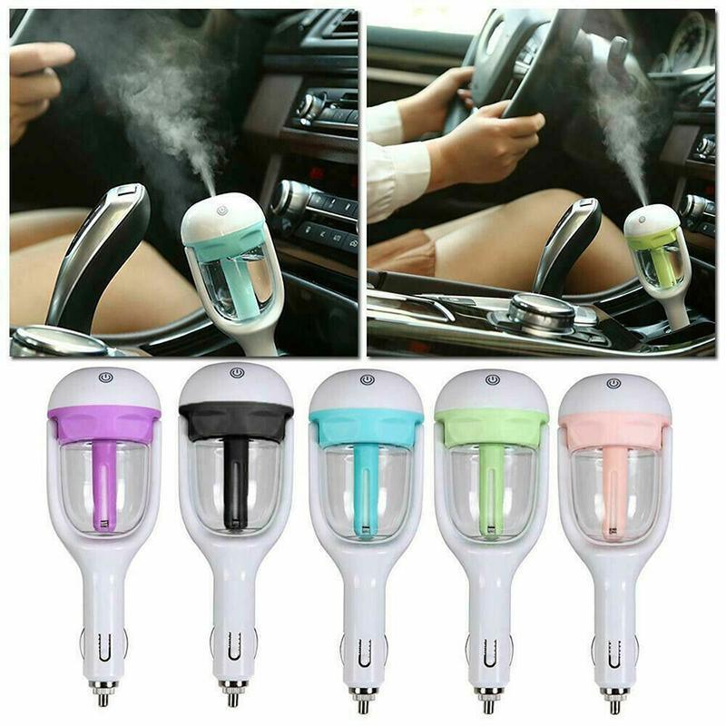 Mini Car Air Humidifier Essential Oil Diffuser Ultrasonic Aroma Mist Purifier - Green