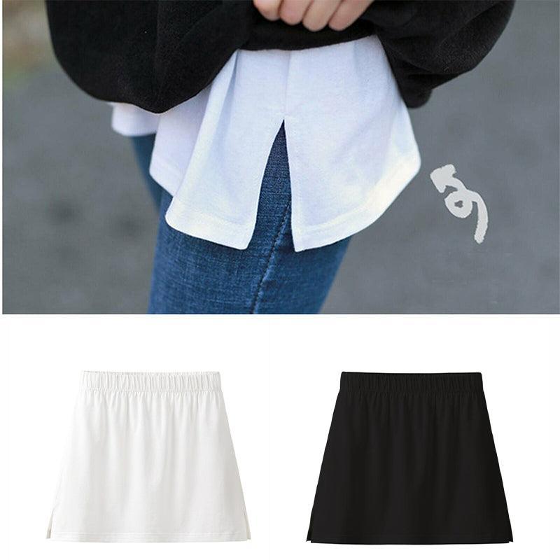 Fashion Hack Mini Skirt Shirt Extenders Adjustable Layering Fake Top Lower-Sweep - Black