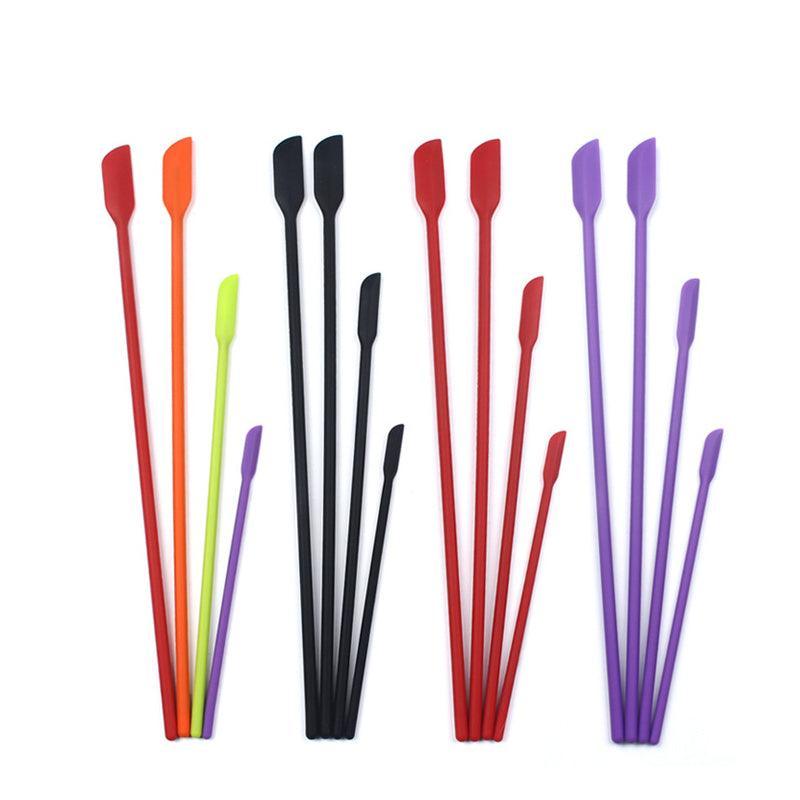 4X Silicone Mini Spatula Jar Scraper Scoop Tip Long Spatula Cosmetic Bottle B8A3 - Purple