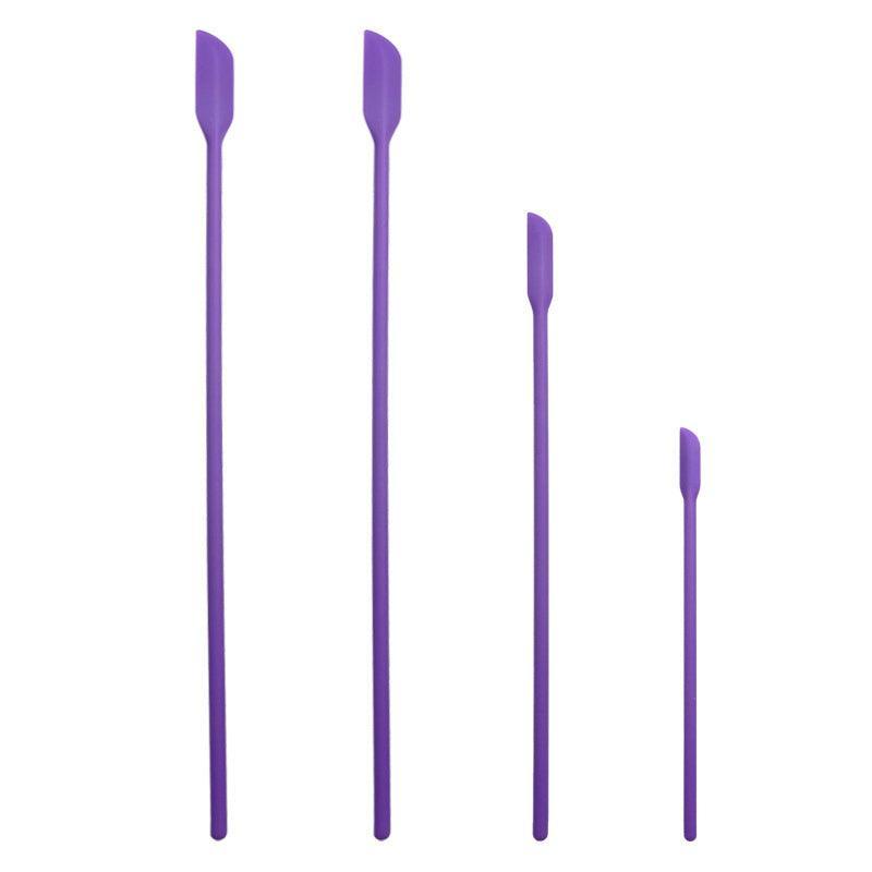 4X Silicone Mini Spatula Jar Scraper Scoop Tip Long Spatula Cosmetic Bottle B8A3 - Purple