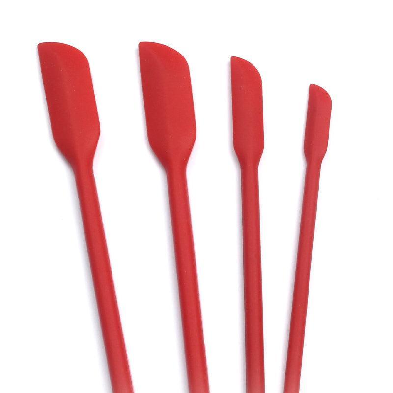 4X Silicone Mini Spatula Jar Scraper Scoop Tip Long Spatula Cosmetic Bottle B8A3 - Red