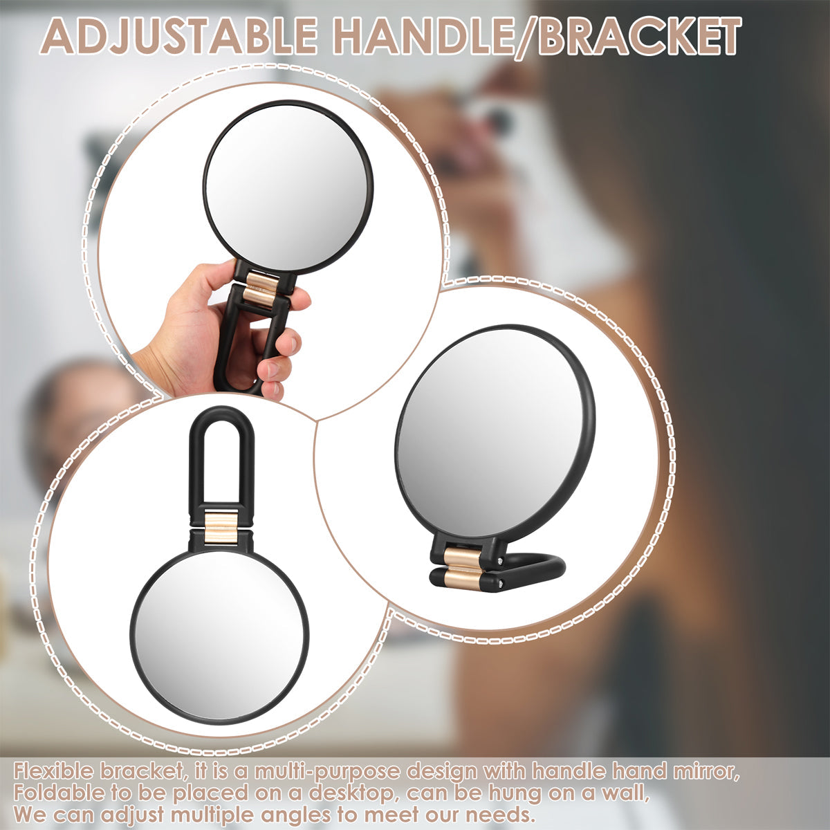 Makeup Mirror Handheld Magnifying Mirror 30X Portable Mirror Compact Travel Tool - Black