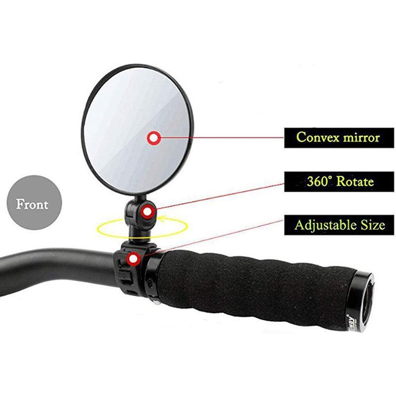 2PCS 360 Degree Bicycle Rearview Mirror Handlebar Mount Adjustable