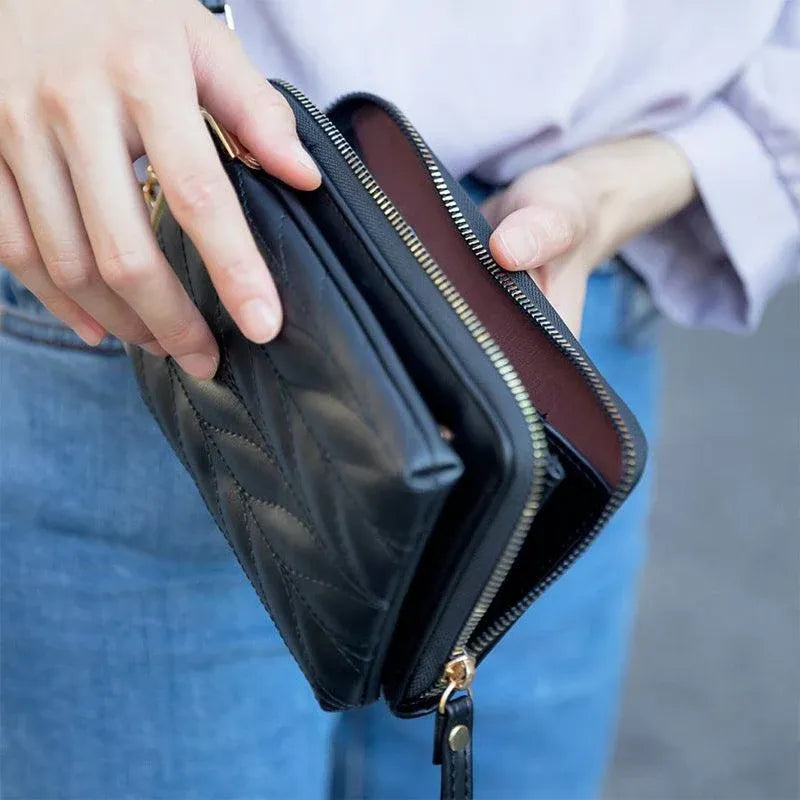 Women Mobile Phone Bag Pu Leather Purse Wallet Shoulder Pouch Small Crossbody Au - Green