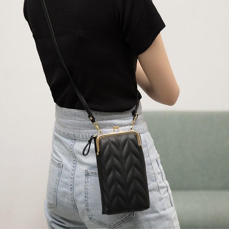 Women Mobile Phone Bag Pu Leather Purse Wallet Shoulder Pouch Small Crossbody Au - Green