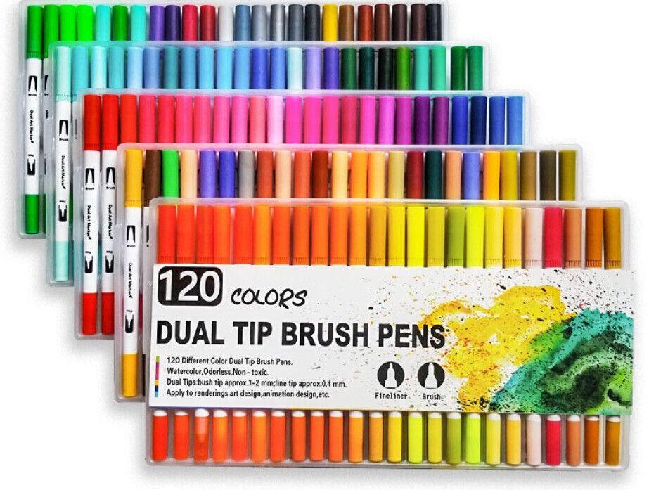 12-120 Watercolor Brush Pen Set Artist Sketch Marker - White-12 Colours
