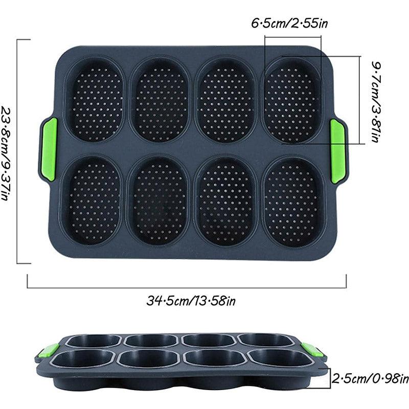 Silicone Cake Mould Oval 8 Compartment Non Stick Baking Pan Kitchen Tools Set