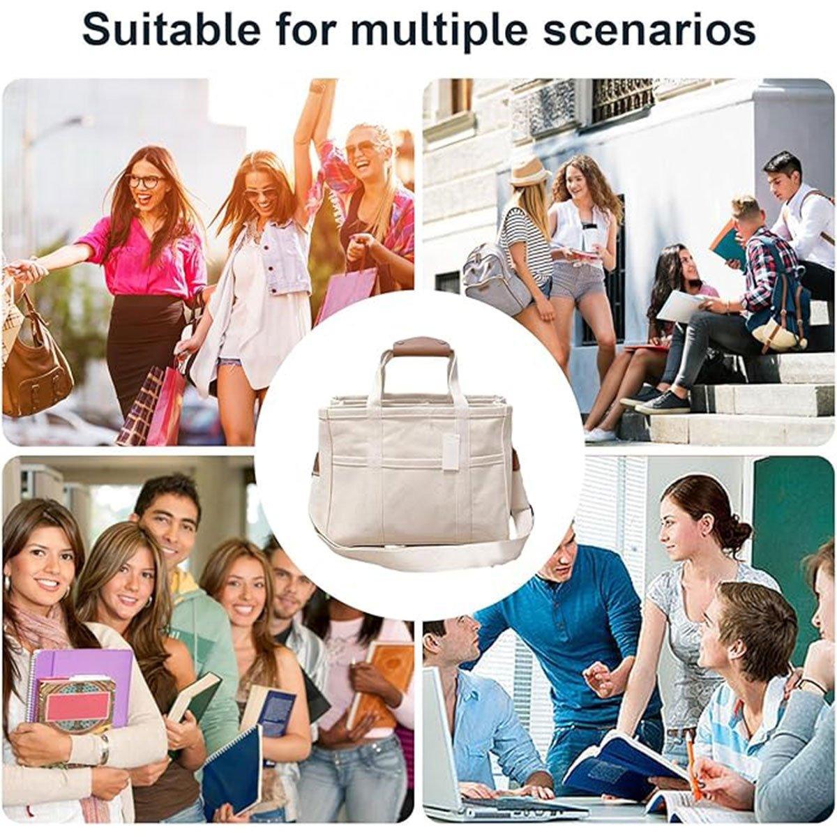 Stylish Multifunctional Mummy Bag Canvas Shoulder Crossbody Handheld Tote Bag - Beige