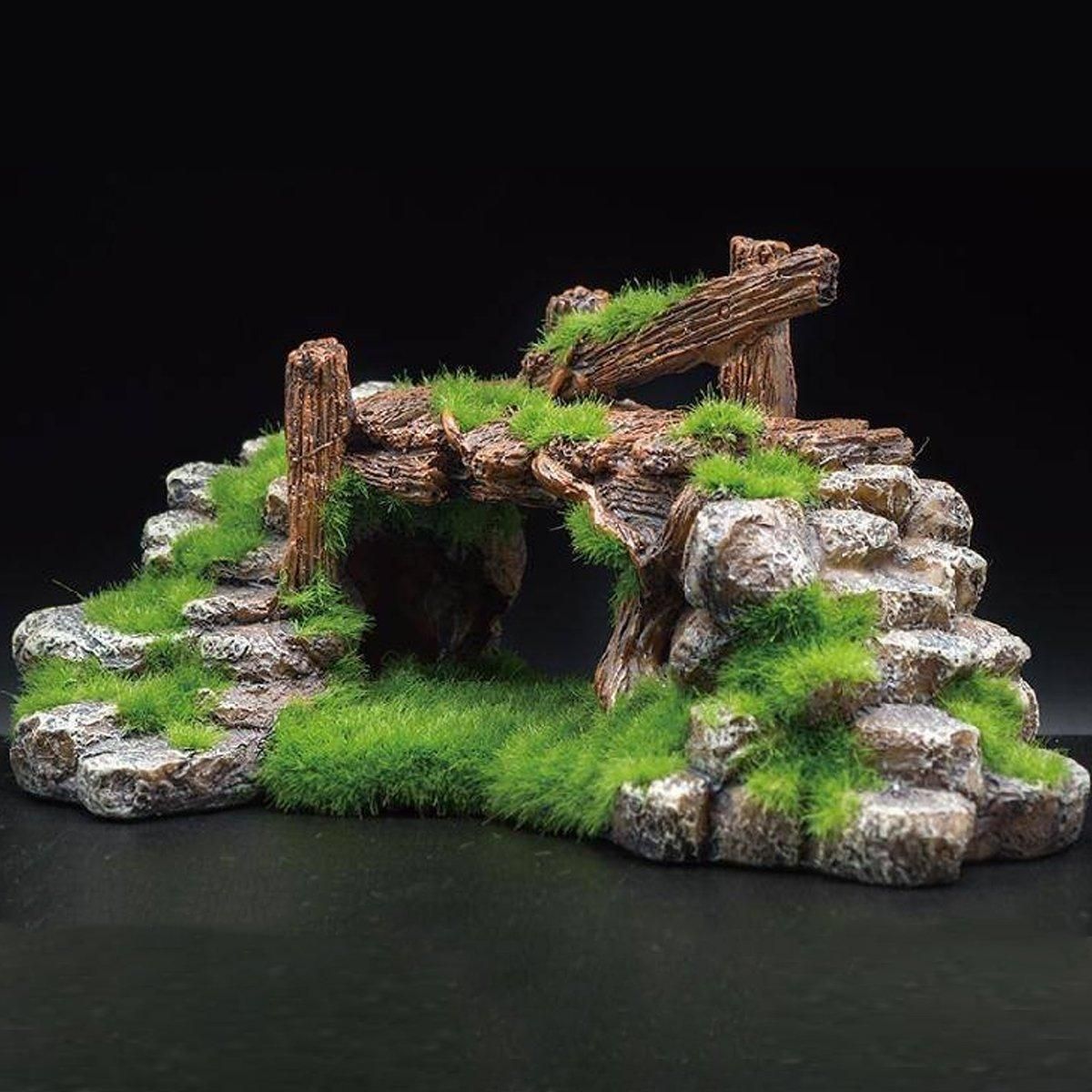 1-Piece Resin Moss Bridge Aquarium Decoration