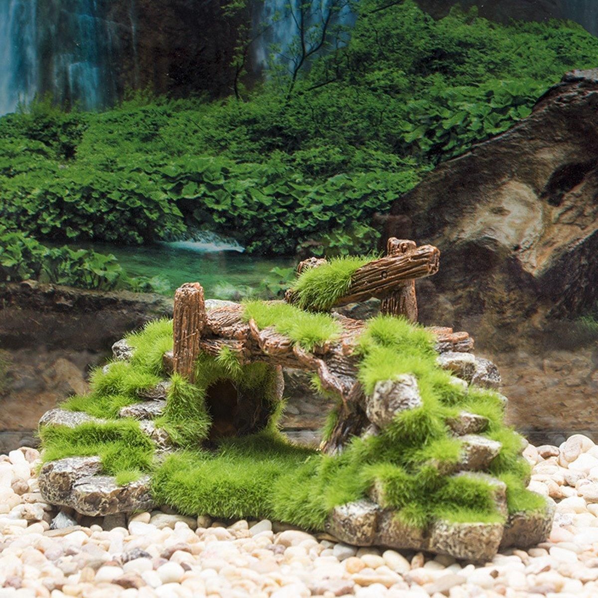 1-Piece Resin Moss Bridge Aquarium Decoration