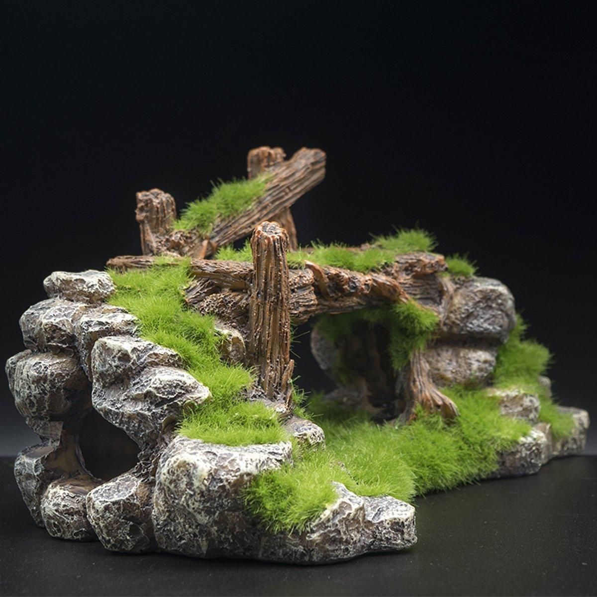 1-Piece Resin Moss Bridge Aquarium Decoration