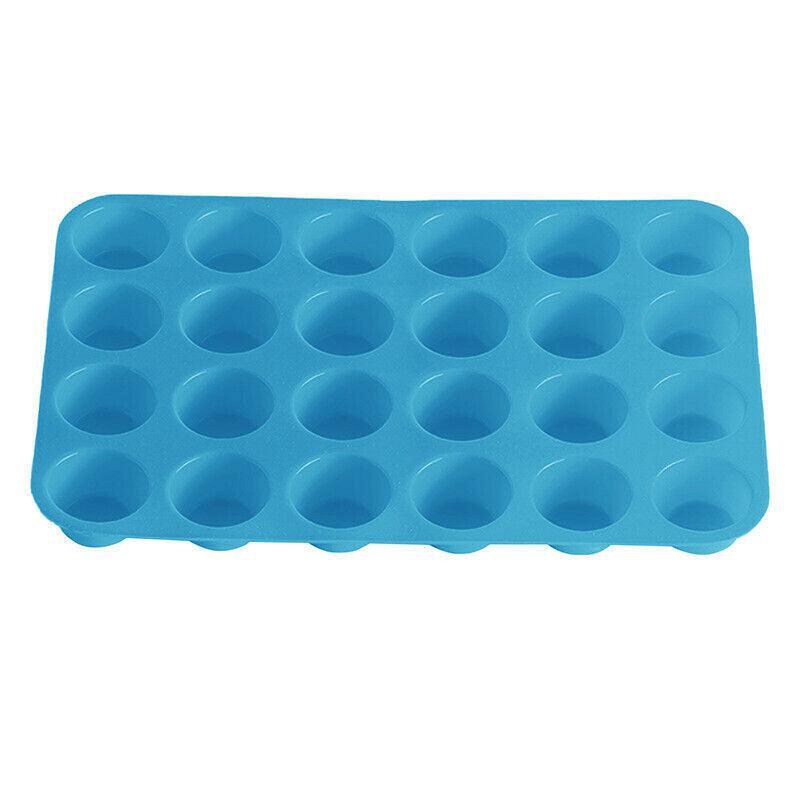24 Cavity Pan Tray Silicone Mini Cupcake Cookie Baking Mold Au - Blue