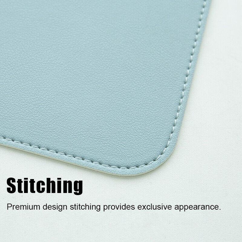 Leather Mouse Pad 30x25.5cm Waterproof Gaming Desk Mat Anti Slip Rubber Mousepad - Dark Blue