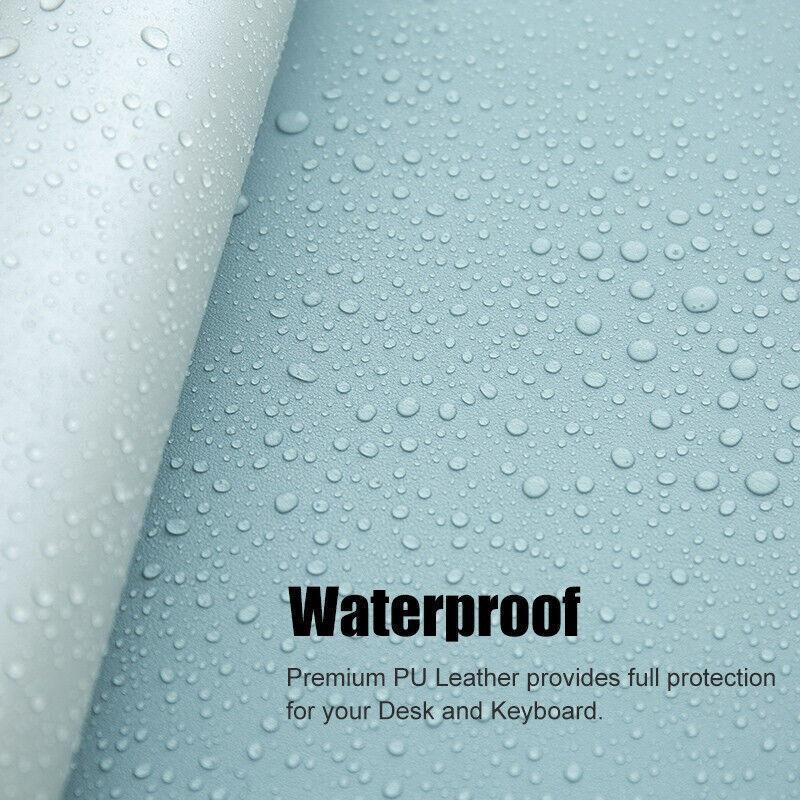 Leather Mouse Pad 30x25.5cm Waterproof Gaming Desk Mat Anti Slip Rubber Mousepad - Dark Blue