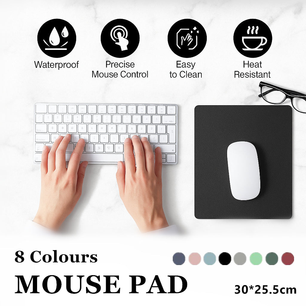 Leather Mouse Pad 30x25.5cm Waterproof Gaming Desk Mat Anti Slip Rubber Mousepad - Pink