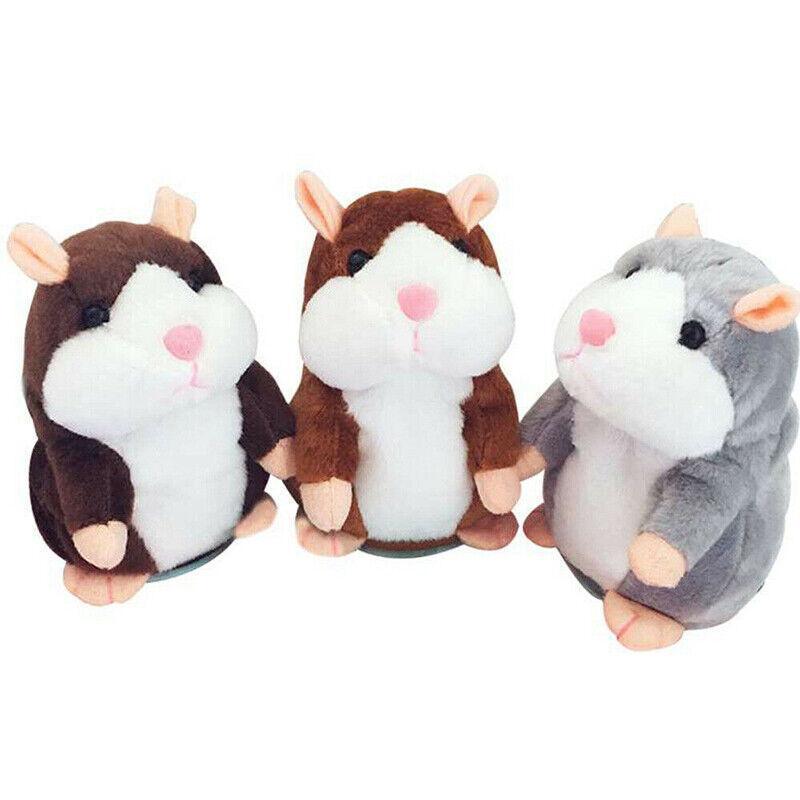 Plush Talking Hamster Toy with Voice Mimicry Nod Action Xmas Gift for Pet Lovers - Dark Brown