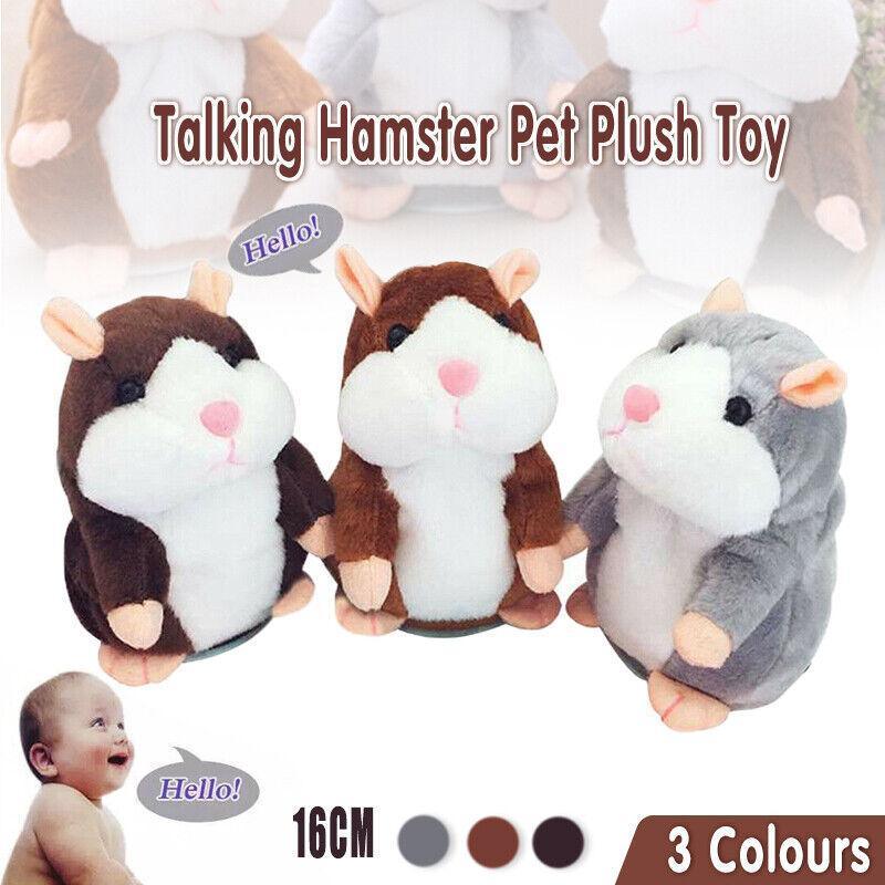 Plush Talking Hamster Toy with Voice Mimicry Nod Action Xmas Gift for Pet Lovers - Grey