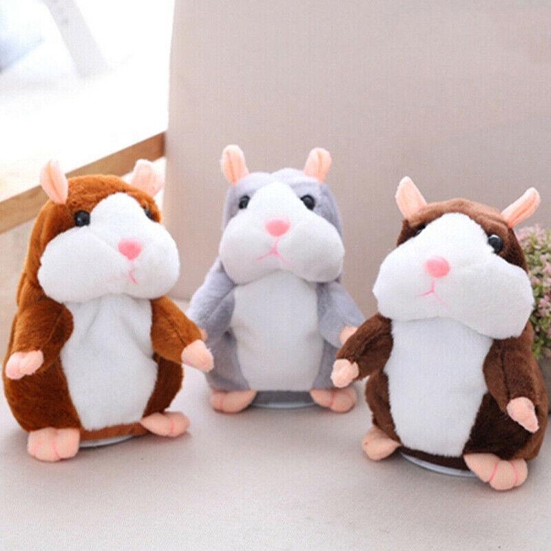 Plush Talking Hamster Toy with Voice Mimicry Nod Action Xmas Gift for Pet Lovers - Grey