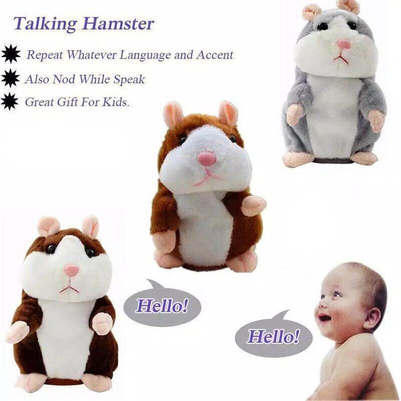 Plush Talking Hamster Toy with Voice Mimicry Nod Action Xmas Gift for Pet Lovers - Grey