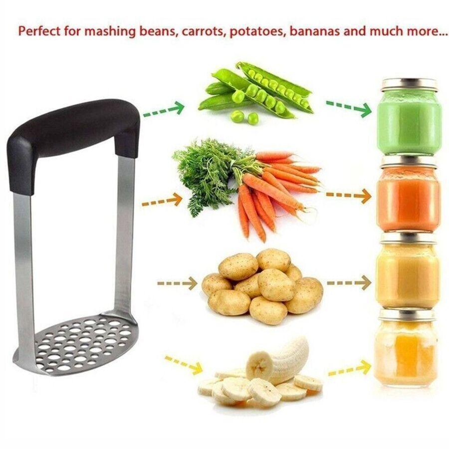 Potato Masher Vegetable Tool Stainless Steel Heat Kitchen Resistant Press Rice A
