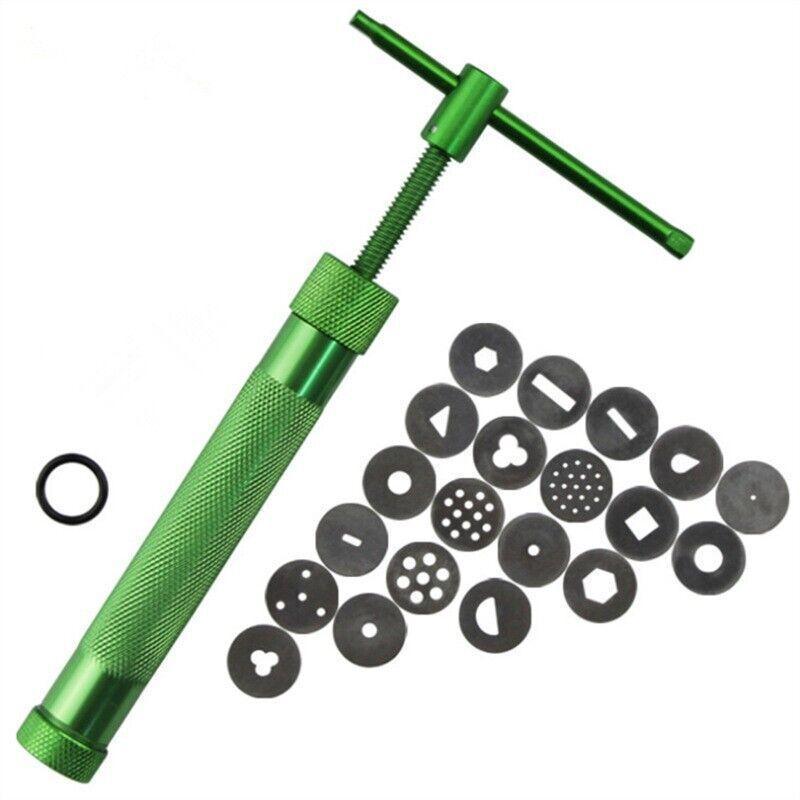Polymer Clay Gun Extruder Sculpey Sculpting Tool with 20 Discs Cake Tool Craft