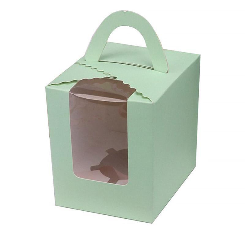 50 Pack Premium Cupcake Boxes with Window Thickened Cardboard Muffin Holders - Pink