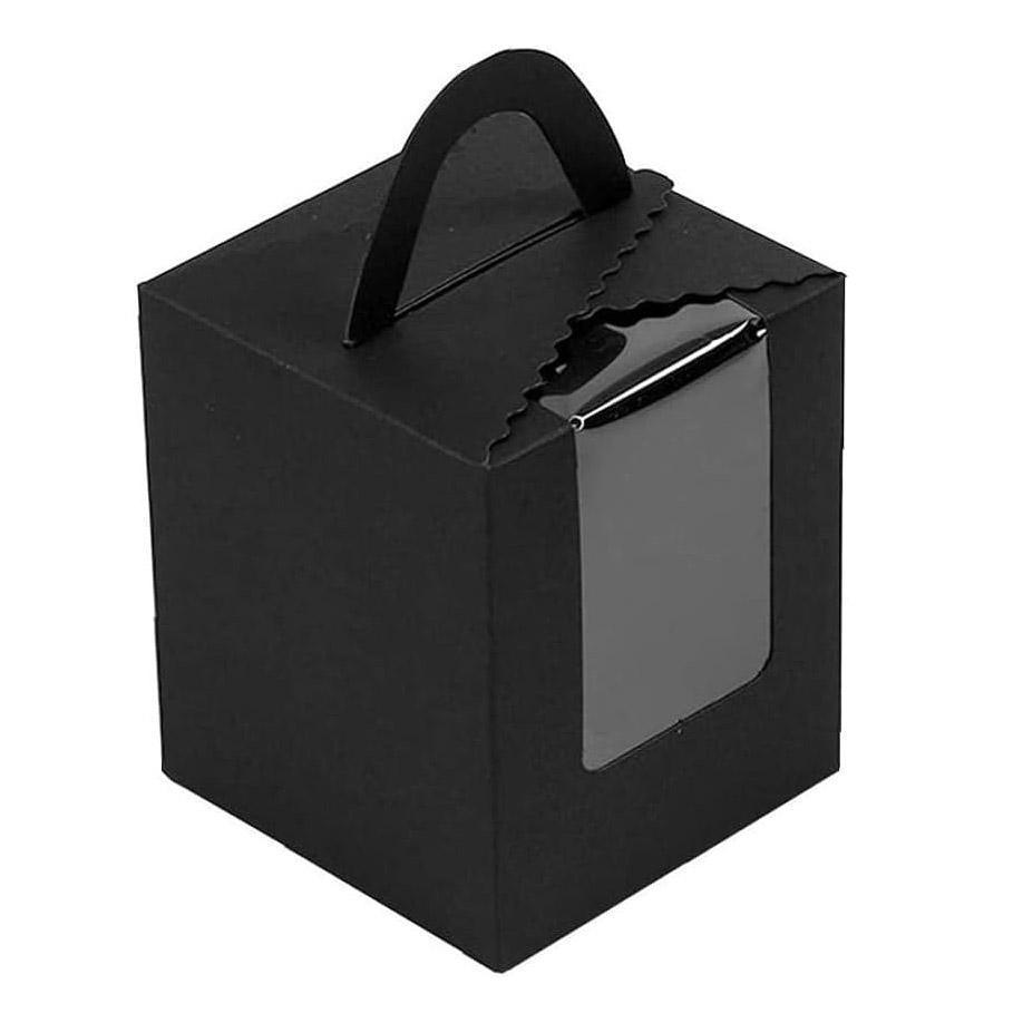 50 Pack Premium Cupcake Boxes with Window Thickened Cardboard Muffin Holders - Pink