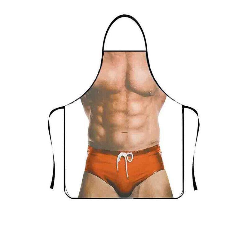 Funny Adult Men Women Novelty Aprons Party Game Cooking Kitchen BBQ Baking - Muscle Pants