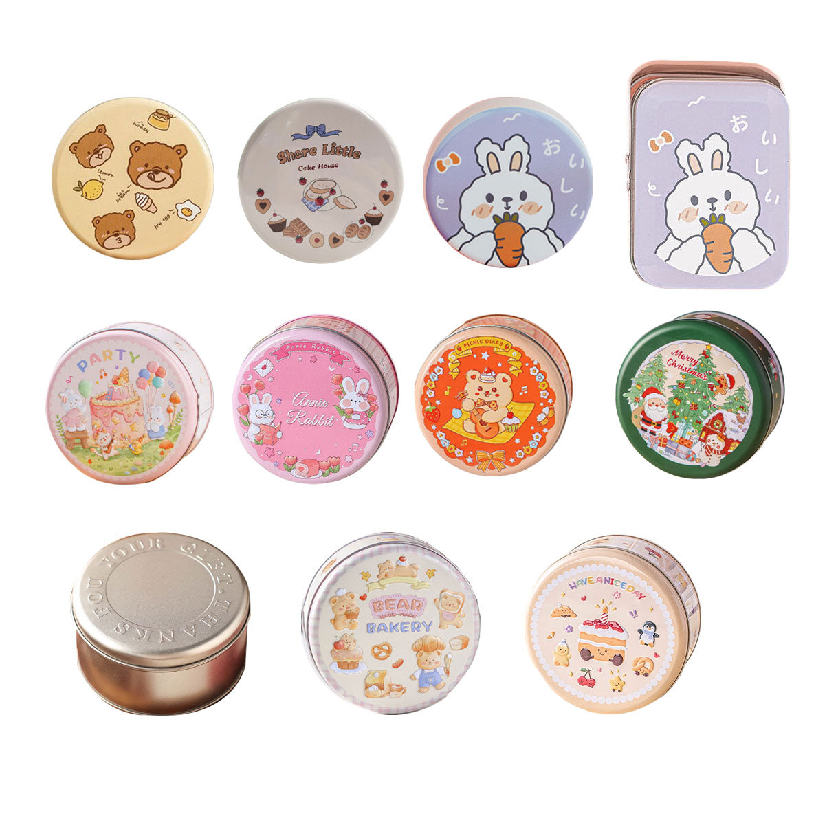 10PCS Cookie Tin Box Metal Biscuit Gift Box Candy Packaging Dragon Year Baking - Carrot Rabbit