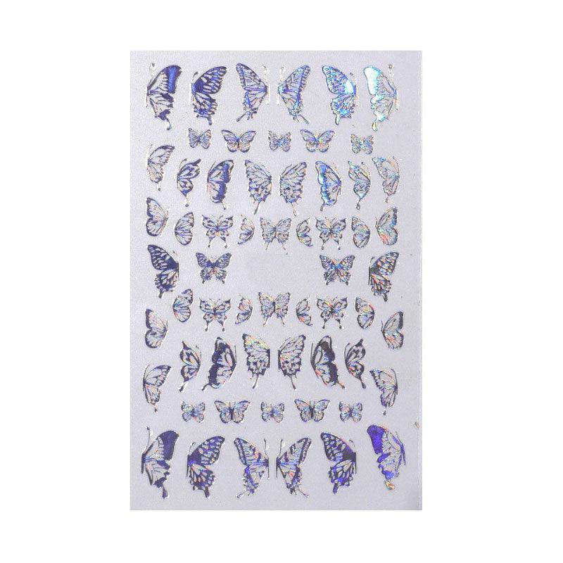 3D Nail Butterfly Design Sticker Decor Decal Holographic Laser Nail Art Sticker - Gold L-03
