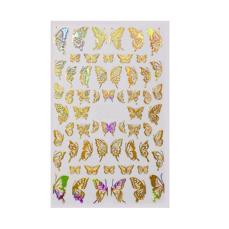 3D Nail Butterfly Design Sticker Decor Decal Holographic Laser Nail Art Sticker - Silver L-01