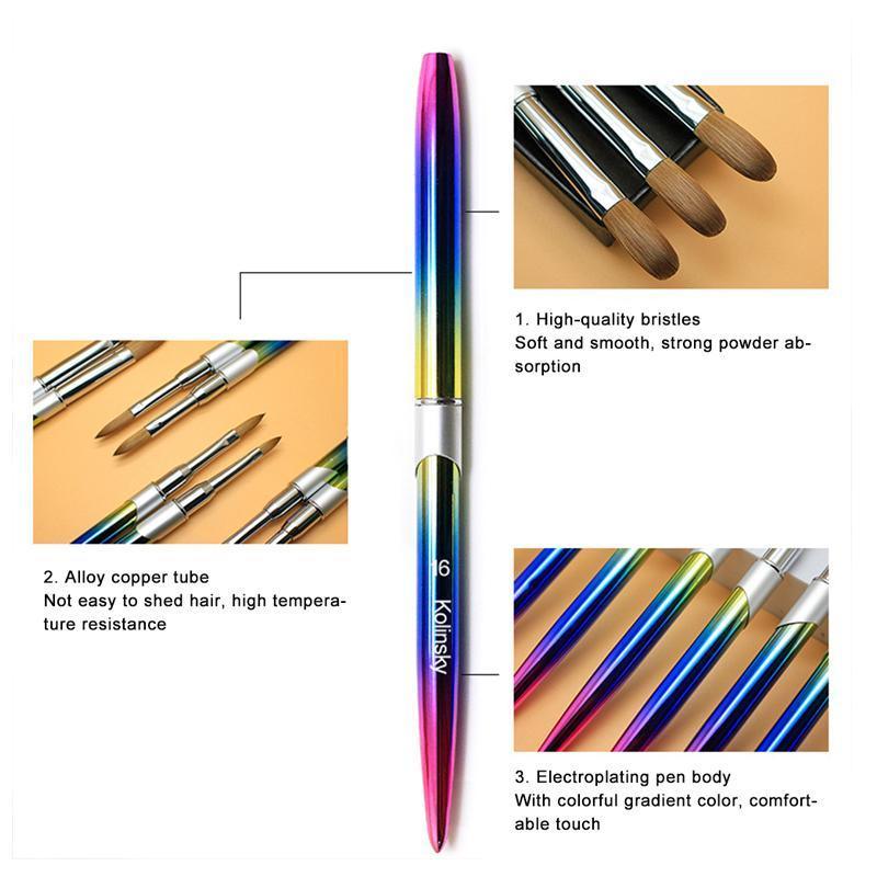 Kolinsky Acrylic Nail Art Brush Manicure Powder Professional Tools Size 2-18 - 4#
