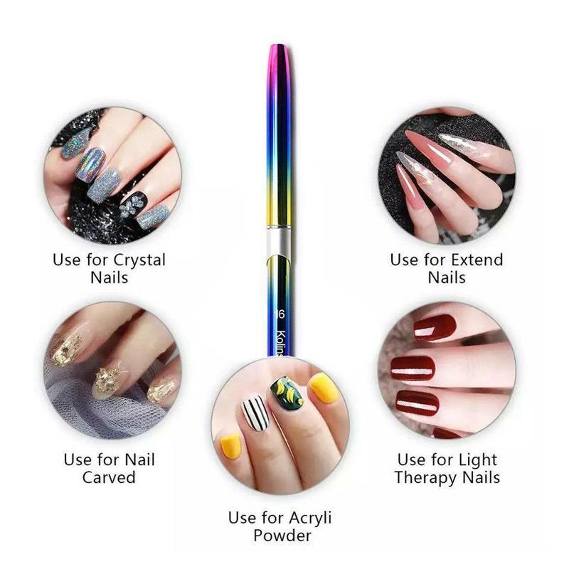 Kolinsky Acrylic Nail Art Brush Manicure Powder Professional Tools Size 2-18 - 8#