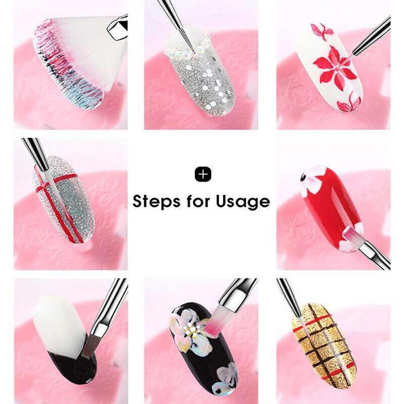 Nail Art Design Brushes Dotting Pen Tool Set Painting Uv Gel Drawing Brush 15Pcs - Pink