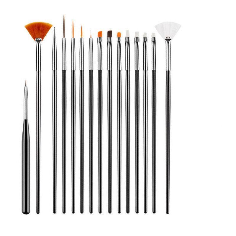 Nail Art Design Brushes Dotting Pen Tool Set Painting Uv Gel Drawing Brush 15Pcs - White
