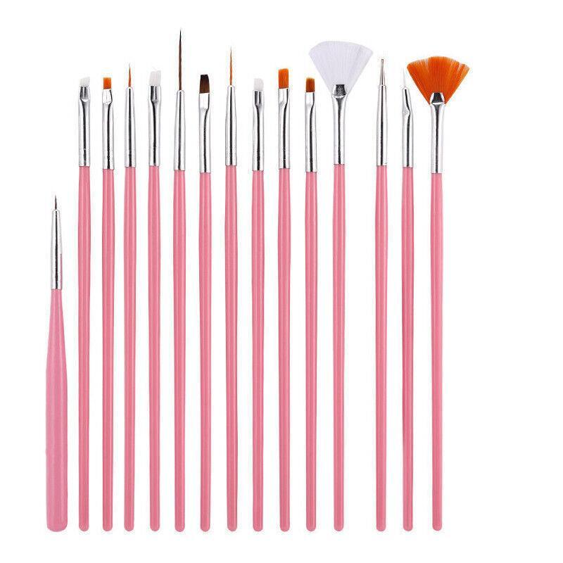 Nail Art Design Brushes Dotting Pen Tool Set Painting Uv Gel Drawing Brush 15Pcs - White