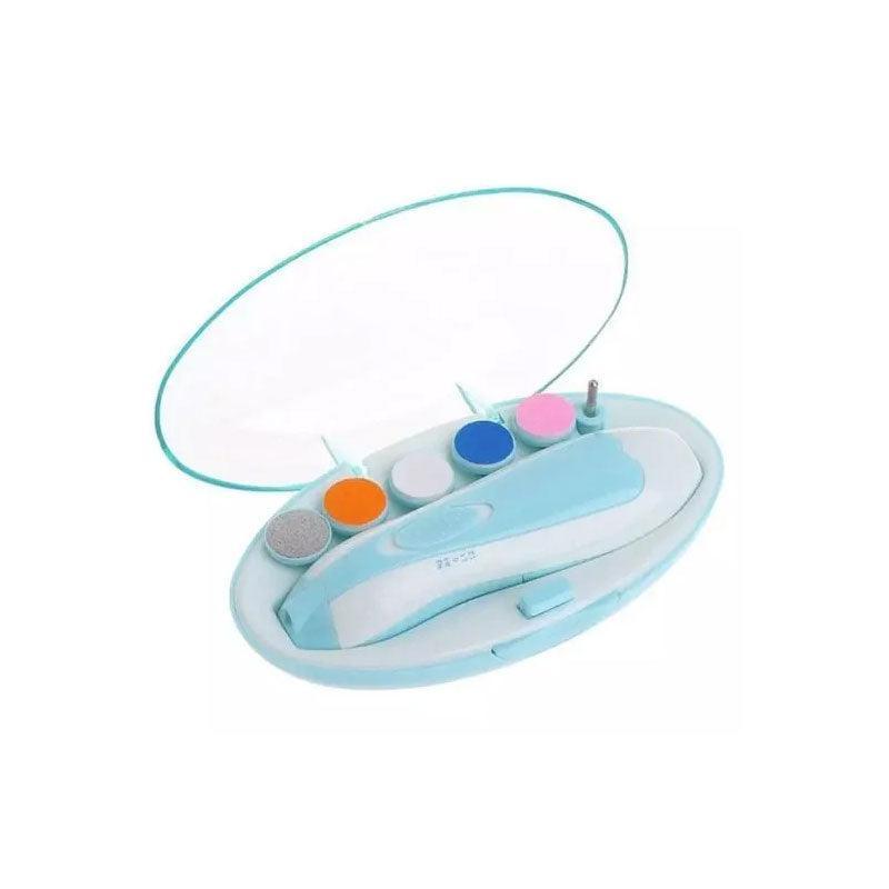 Electric Nail Trimmer Grinder Clipper Set with Gentle Head for Delicate Nails Care - Blue