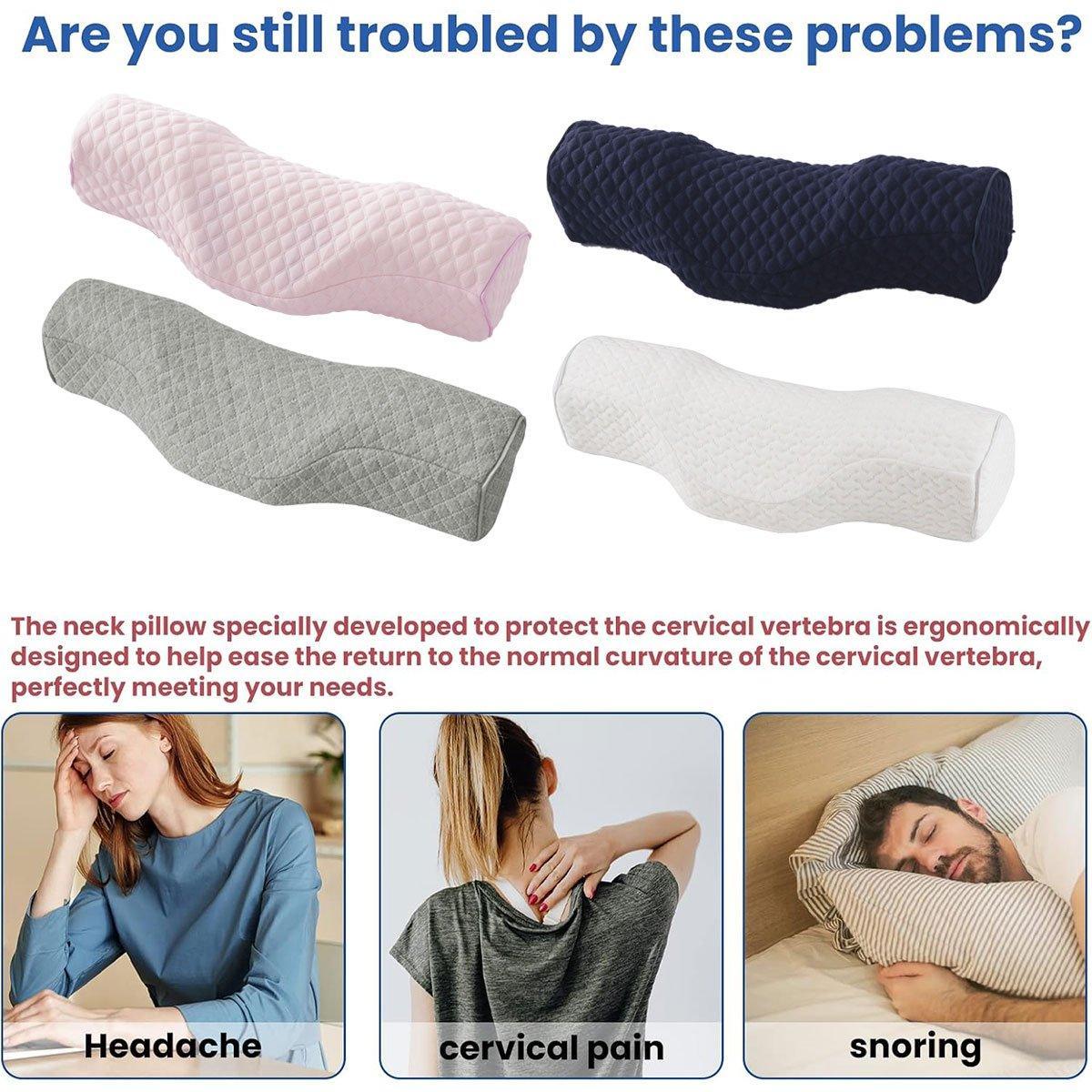 Orthopedic Memory Foam Cervical Neck Pillow for Sleep Support Slow Rebound - Grey