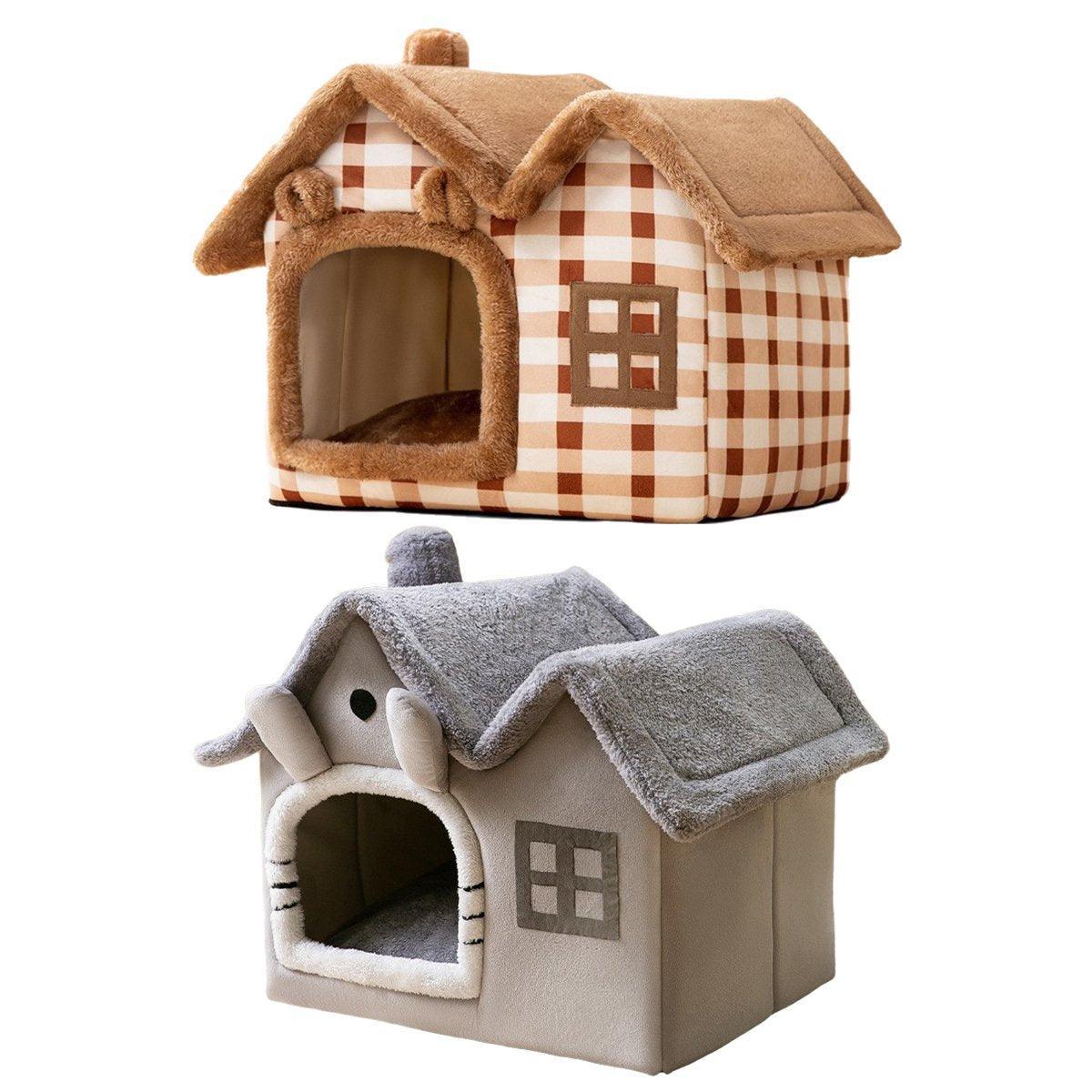 Removable Washable Pet House Four Seasons Cat Enclosed House - Grey-M