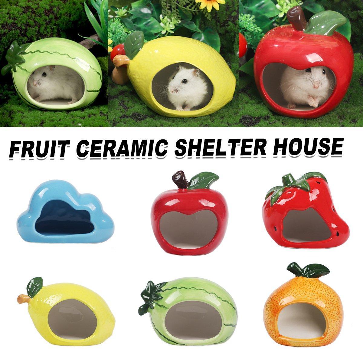 Ceramic Hamster Nest Shelter Landscaping Supplies Small Animal Hideout House - Lemon
