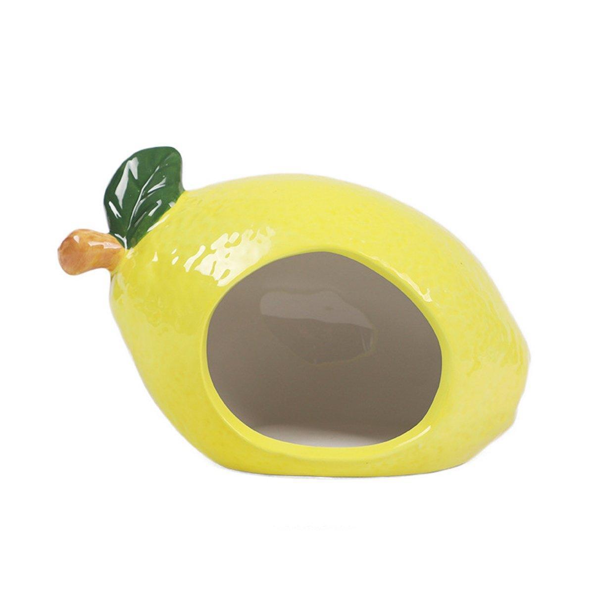 Ceramic Hamster Nest Shelter Landscaping Supplies Small Animal Hideout House - Lemon