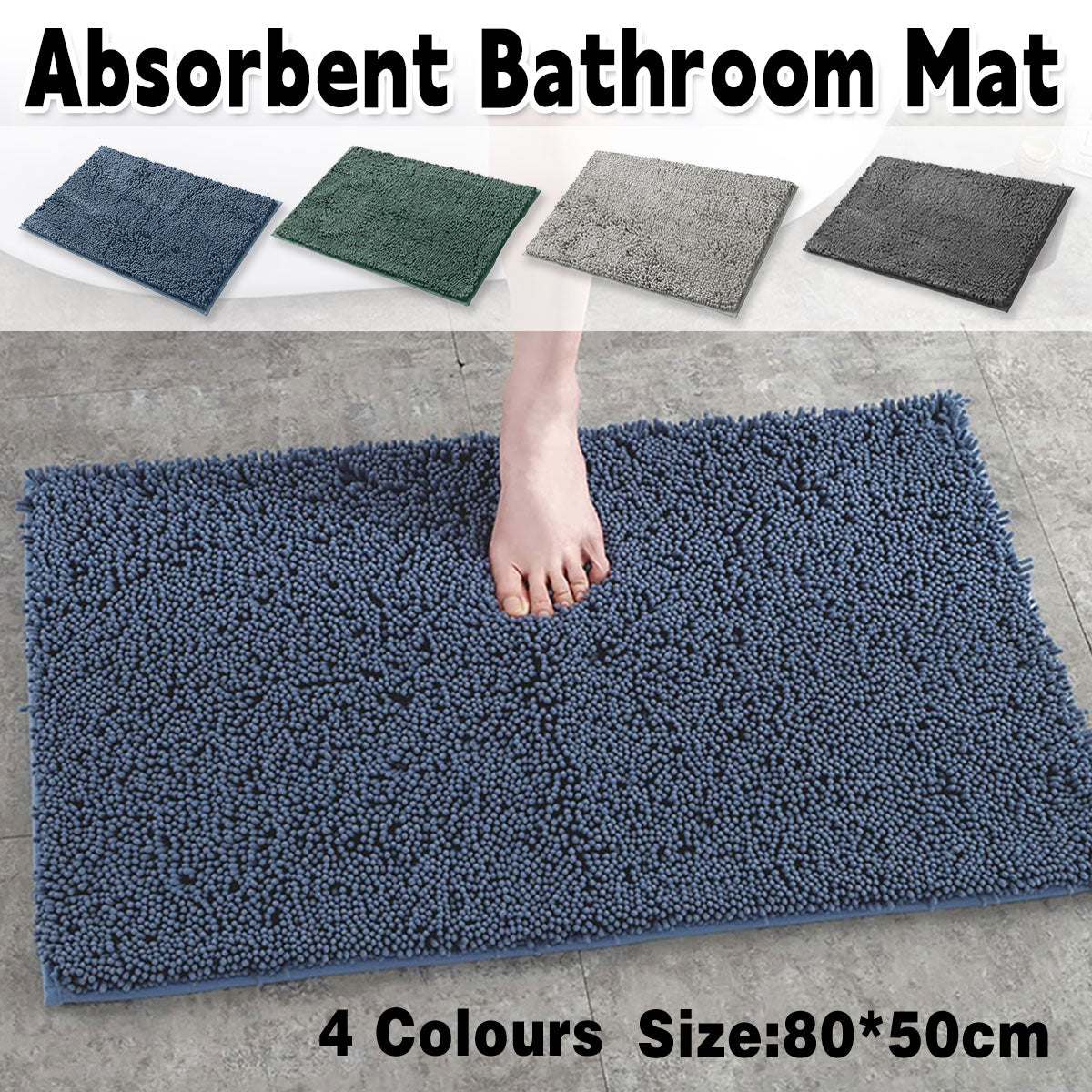 Anti-Slip Bathroom Mat Water-Absorbing Floor Mat Foot Mat Non-Slip Door Mat - Dark Grey