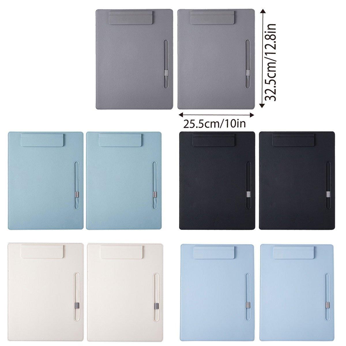 2pcs Leather Clipboard Conference File Holder Hotel Menu Pad Durable Board Clip - Cream