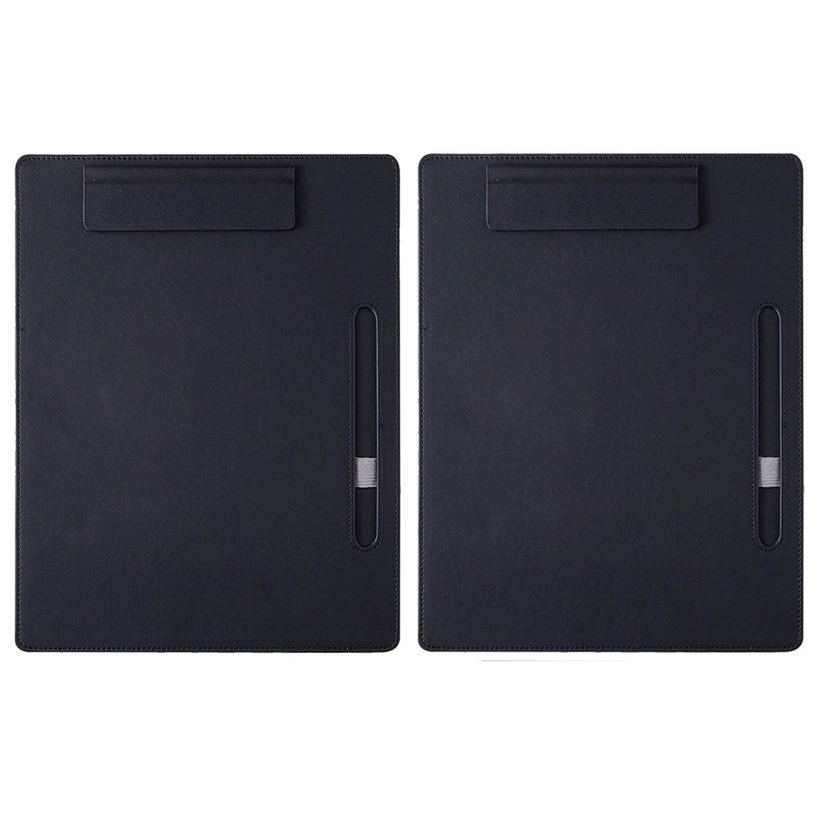 2pcs Leather Clipboard Conference File Holder Hotel Menu Pad Durable Board Clip - Cream