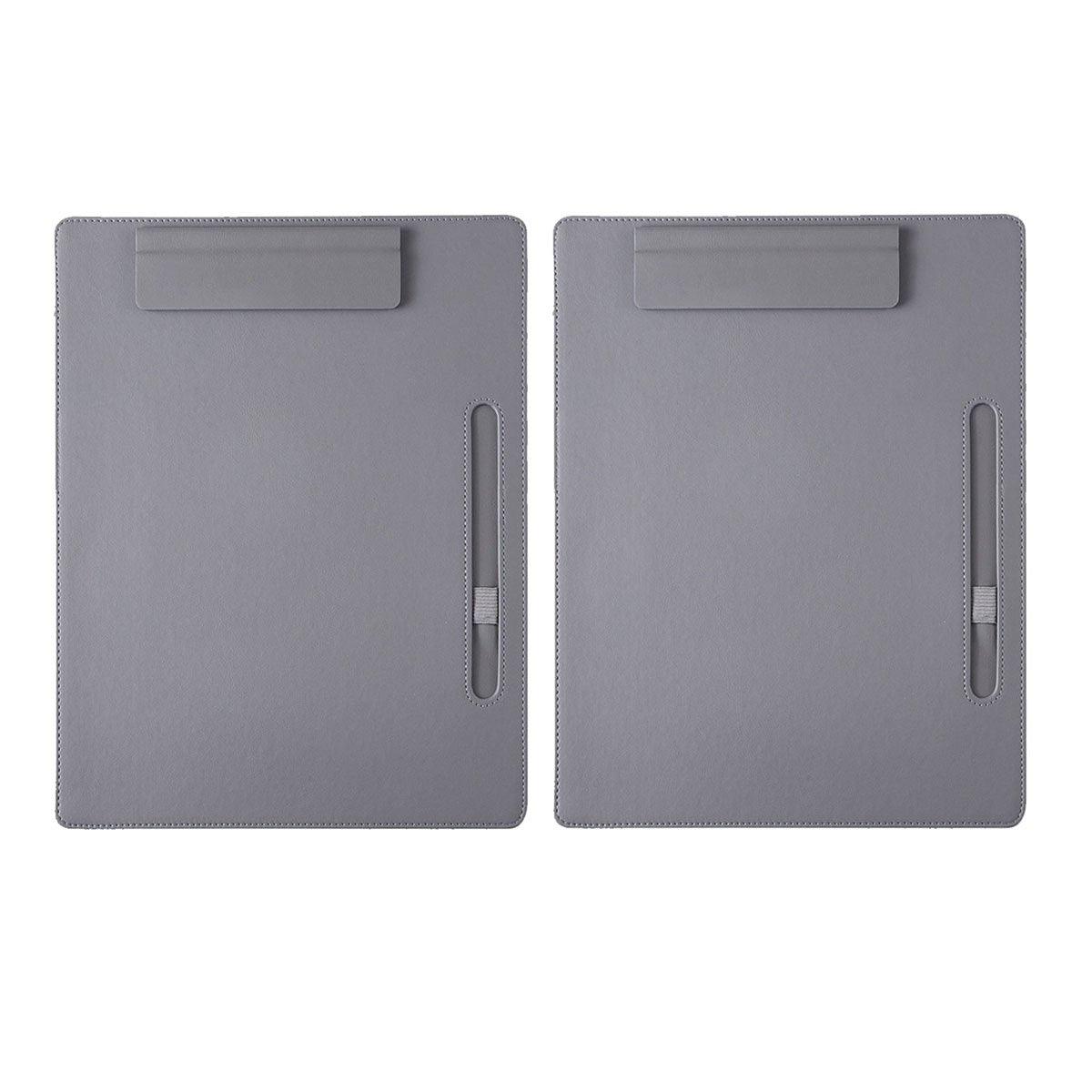 2pcs Leather Clipboard Conference File Holder Hotel Menu Pad Durable Board Clip - Cream