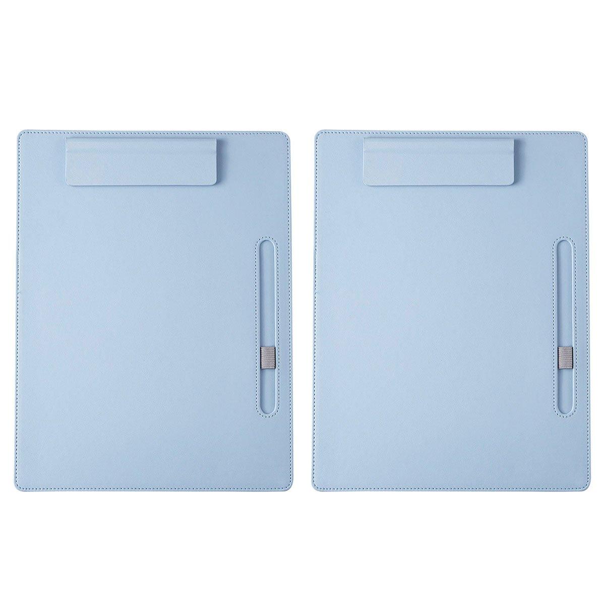 2pcs Leather Clipboard Conference File Holder Hotel Menu Pad Durable Board Clip - Cream