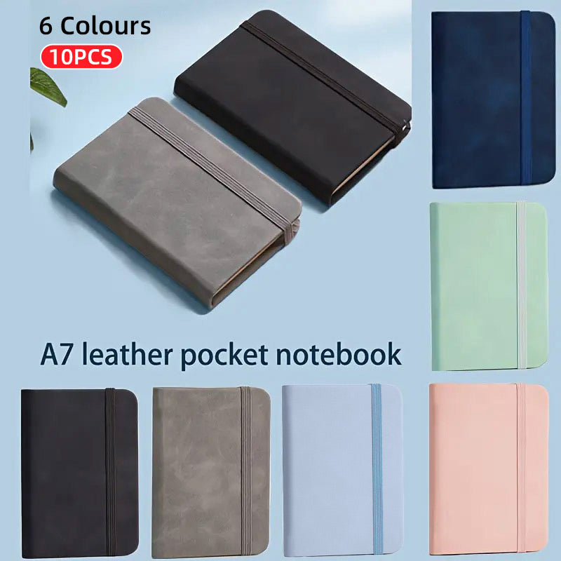 10pcs Mini Pocket Notebook A7 Small Portable Notepad for Office School Use - Grey