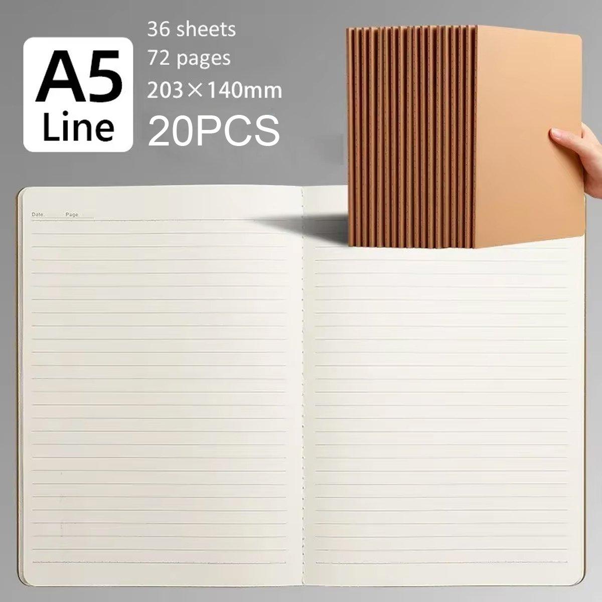 20pcs A5 Notebook Workbook Kraft Paper Notepad for School Office Writing Use